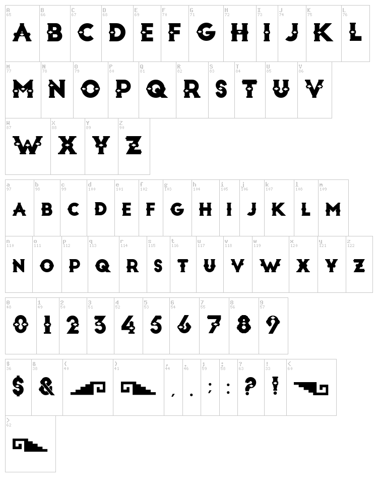 Artesania Display font map